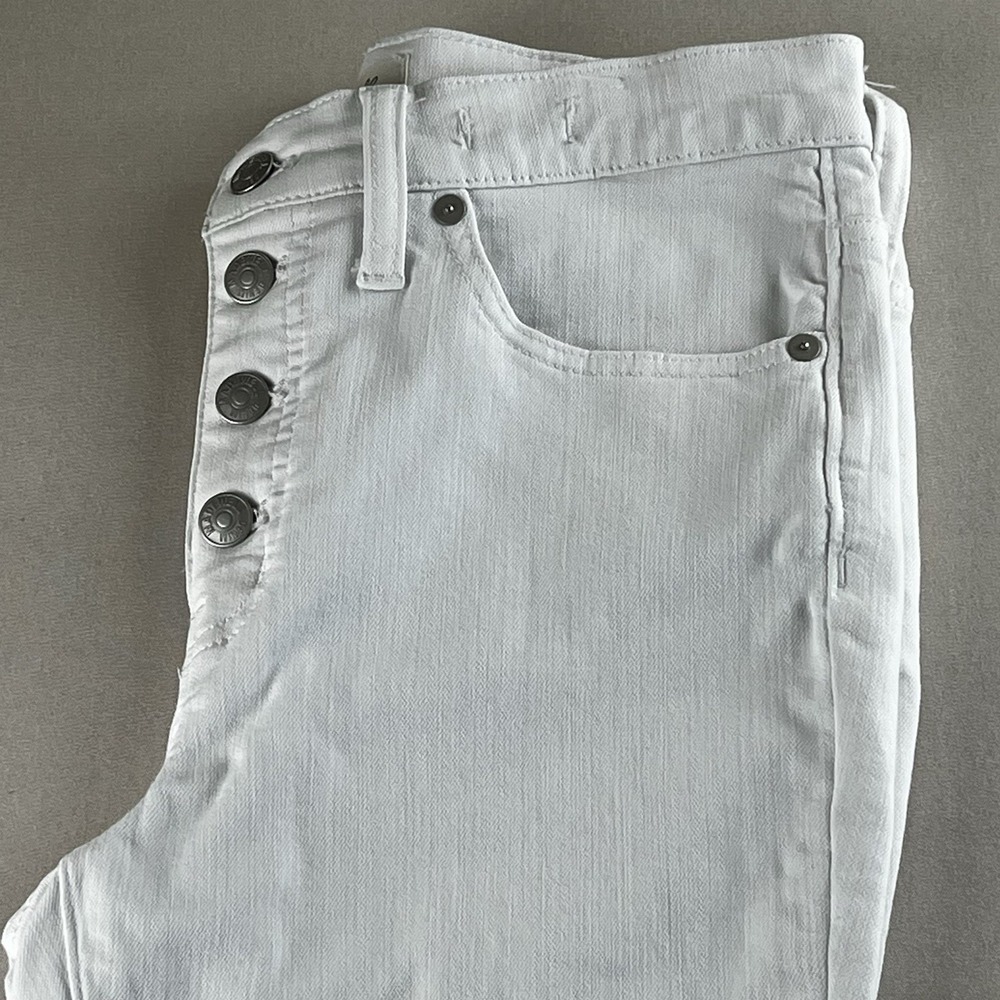 Madewell White High Rise Skinny Jeans Button Fly Raw Hem Womens Size 27 - Picture 2 of 13
